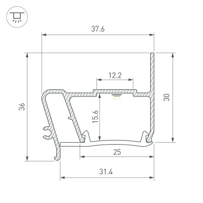Профиль STRETCH-S-30-WALL-SIDE-2000 (STEP) (Arlight, Алюминий), 040702