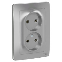 BLANCA С/У РОЗЕТКА двойная без заземления без штор., 16А, 250В, АЛЮМИНИЙ BLANCA С/У РОЗЕТКА двойная без заземления без штор., 16А, 250В, АЛЮМИНИЙ