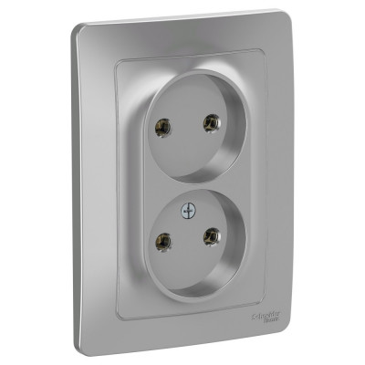 BLANCA С/У РОЗЕТКА двойная без заземления без штор., 16А, 250В, АЛЮМИНИЙ