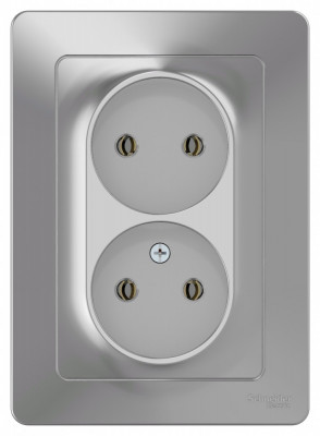 BLANCA С/У РОЗЕТКА двойная без заземления без штор., 16А, 250В, АЛЮМИНИЙ