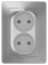 BLANCA С/У РОЗЕТКА двойная без заземления без штор., 16А, 250В, АЛЮМИНИЙ