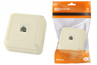 Розетка TФ (RJ-11) открытой установки IP20, сл. кость "Ладога" TDM Electric, SQ1801-0023