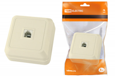 Розетка TФ (RJ-11) открытой установки IP20, сл. кость "Ладога" TDM Electric, SQ1801-0023
