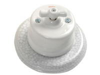 Fontini Выключатель 1-клавишный, цвет белый фарфор, рамка состаренный фарфор,  Fontini, серия Garby