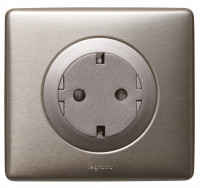 Legrand Розетка 2к+з, вставка - титан,  металлик - Титан, серия Celiane