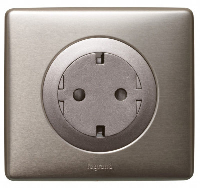 Legrand Розетка 2к+з, вставка - титан,  металлик - Титан, серия Celiane