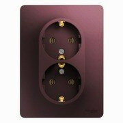 РОЗЕТКА двойная с заземлением,16А, 250В, в сборе,БАКЛАЖАНОВЫЙ