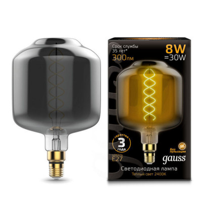 Лампа Gauss Filament DL180 8W 300lm 2400К Е27 gray flexible LED 1/6, 164802008