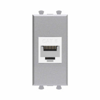 DKC Компьютерная розетка RJ-45 без шторки модульная, кат.6, "Avanti", "Закаленная сталь", 1 модуль