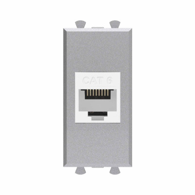 DKC Компьютерная розетка RJ-45 без шторки модульная, кат.6, "Avanti", "Закаленная сталь", 1 модуль