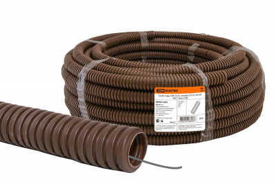 Труба гофр.ПВХ d 20 с зондом (25 м) легкая "ЭКО" (бук) TDM Electric, SQ0401-0042
