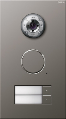 255220 Gira Дверная видеодомофонная станция Сталь на 2 абонента