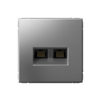 GAL000988 - ARTGALLERY РОЗЕТКА двойная компьютерная RJ45+RJ45, кат.6А, механизм, СТАЛЬ, Systeme Electric