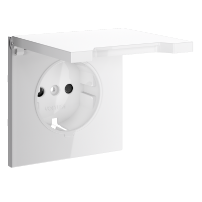 Накладка для розетки с заземлением, защитными шторками и крышкой, S70 (белый глянцевый), VLS000801