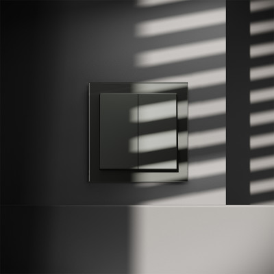 Перекрестный переключатель встраиваемый VOLTUM S70 двухклавишный 10А, (титан), VLS020506