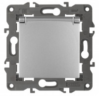 ЭРА 14-2103-03 Elegance Алюминий Розетка с/з со шт с крышкой