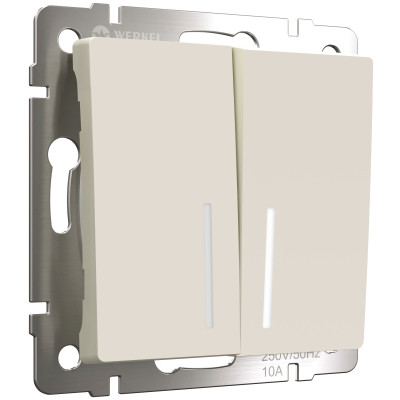 Werkel W1120162/ Выключатель двухклавишный с подсветкой (айвори матовый), a059282