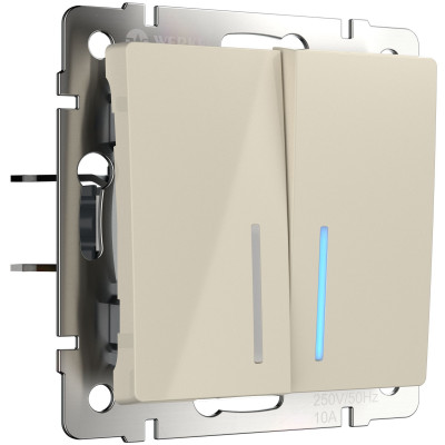 Werkel W1122103/ Выключатель двухклавишный проходной с подсветкой (слоновая кость), a051477