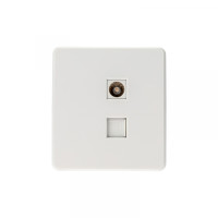 Розетка ROUND компьютерная RJ45 кат6 + TV с/у перламутр KRANZ, KR-78-0722-1