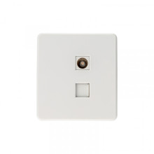 Розетка ROUND компьютерная RJ45 кат6 + TV с/у перламутр KRANZ, KR-78-0722-1