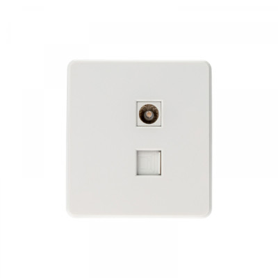 Розетка ROUND компьютерная RJ45 кат6 + TV с/у перламутр KRANZ, KR-78-0722-1