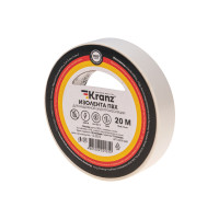 Изолента ПВХ 15 мм х 20 м, белая, (упак. 10 рулонов) KRANZ, KR-09-2601