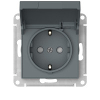 ATN000746S - ATLASDESIGN РОЗЕТКА с заземлением со шторками с крышкой,16А,IP20, мех.,быстрозажим. клем., ГРИФЕЛЬ, Systeme Electric