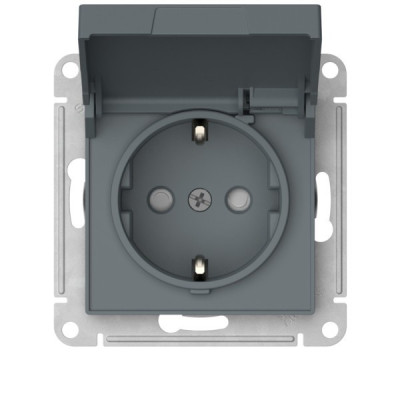 ATN000746S - ATLASDESIGN РОЗЕТКА с заземлением со шторками с крышкой,16А,IP20, мех.,быстрозажим. клем., ГРИФЕЛЬ, Systeme Electric