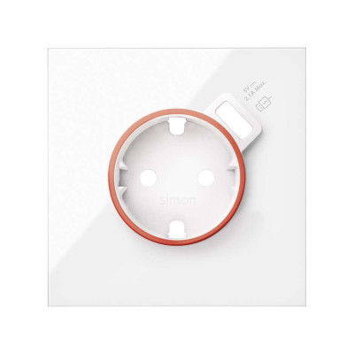 Simon 10000137-130 Накладка розетки Schuko UPS с з/у USB SmartCharge цвета белый глянец S100