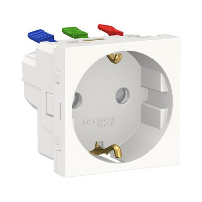 Unica Modular Розетка 2К+З со штор., с быстроз. клем., 16А 250В, 2-мод., белый