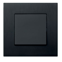 Выключатель 1-клавишный, рамка  из металла черный алюминий, клавиша - черный матовый, серия G-Metal, JASMART Electric