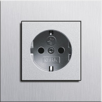 Gira Розетка 2к+з, матовый алюминий - Нержавеющая сталь, серия Esprit