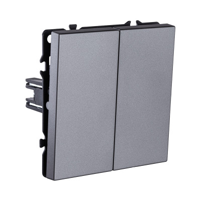 Выключатель 2-клавишный 10А/250В, серый Kollinger Eclipse EC-004GY