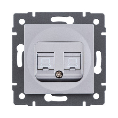 Розетка двойная Ethernet RJ45 Cat.6, серый Kollinger REA-019GY для Aspekt, Eleganz, Reflex