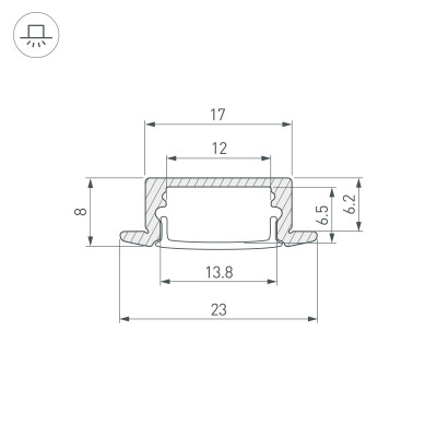 Профиль LINE-2308-F-2000 ANOD GOLD (Arlight, Алюминий), 039989