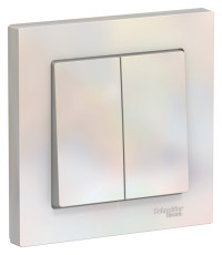 ATN000452 - ATLASDESIGN 2-клавишный ВЫКЛЮЧАТЕЛЬ, сх.5, 10АХ, в сборе, ЖЕМЧУГ, Systeme Electric