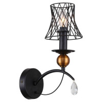 LUSSOLE ARIVACA Бра, цвет основания - черный, плафон - металл (цвет - черный), 1x40W E14, LSP-8105