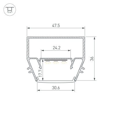 Профиль STRETCH-S-35-CEIL-CENTER-2000 (GAMMA35) (Arlight, Алюминий), 040699
