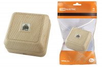 Розетка TФ (RJ-11) открытой установки IP20, сосна "Ладога" TDM Electric, SQ1801-0057