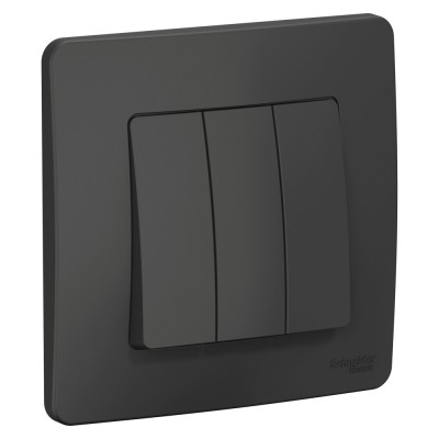 BLANCA С/У 3-клавишный ВЫКЛЮЧАТЕЛЬ (cх.1+1+1), 10А, 250B, АНТРАЦИТ