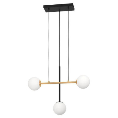 390177 Люстра PAZ, 3X40W (E14), сталь, черный, матовая латунь / матовое опаловое стекло, белый