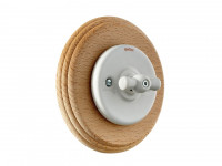 Fontini Выключатель 1-клавишный, цвет белый фарфор, рамка - натуральное дерево,  Fontini, серия Garby Colonial