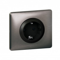 Legrand Розетка 2к+з, вставка - графит, металлик - Вольфрам, серия Celiane