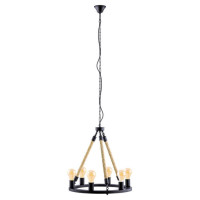 49694 Подвес FINDLAY, 6х60W(E27), ?560, H1500, сталь, черный, канатные веревки