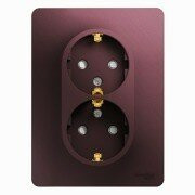 РОЗЕТКА двойная с заземлением со шторками,16А, 250В, в сборе,БАКЛАЖАНОВЫЙ