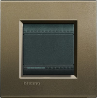 Выключатель 1-клавишный, вставка - антрацит, серия Living Light, цвет рамки коричневый шелк