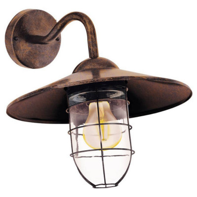 94863 Уличный светильник настенный MELGOA, 1х40W(E27), H250, гальван. сталь, состаренный медный/сте