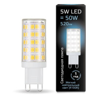 Лампа Gauss G9 AC185-265V 5W 520lm 4100K керамика LED 1/10/200, 107309205