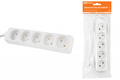 Удлинитель бытовой У5 5 гнезд, 3метра, без заземления, ПВС 2х0,75мм2 10А/250В TDM Electric, SQ1303-0221