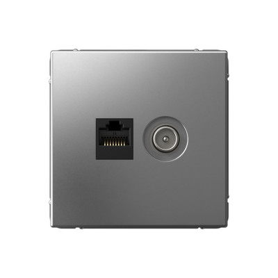 GAL000989 - ARTGALLERY РОЗЕТКА двойная ТВ + компьютерная RJ45, кат. 5Е, СТАЛЬ, Systeme Electric